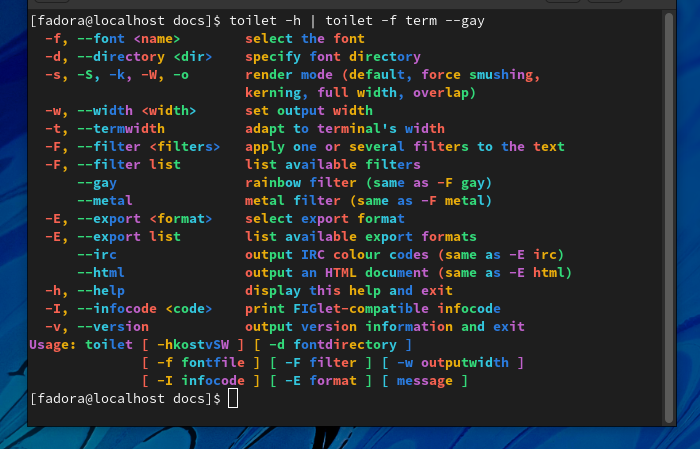 Terminal colorido, Meu fedora